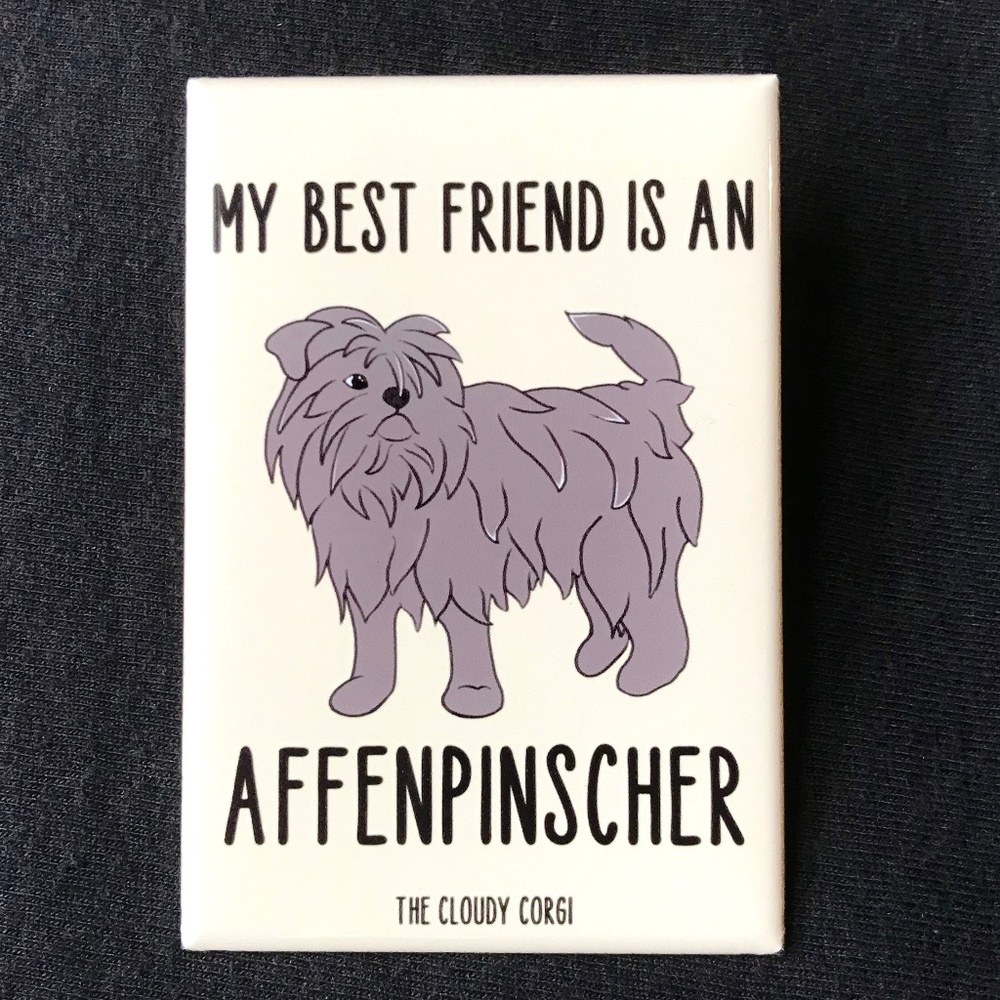 Affenpinscher Dog Magnet 2x3" Handmade Cartoon Pet Portarit Art Decor Gift